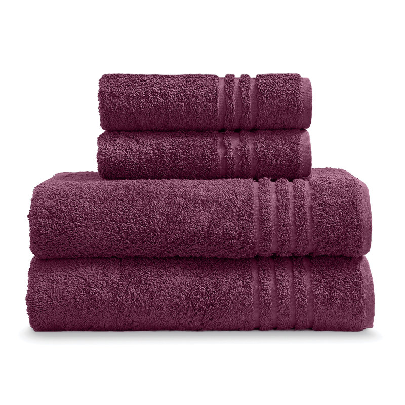 Cotton Hand-Body Towel Set (Set of 4), Plum