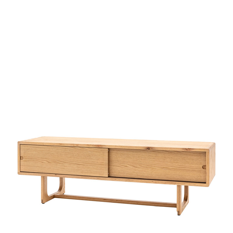Oak 60% / Oak Veneered MDF 40% 45cm H Media Storage, Natural 