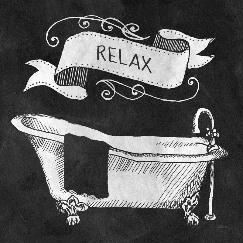 «Chalkboard Bath Relax» par Mary Urban - impression sur toile tendue, L 12 po x H 12 po