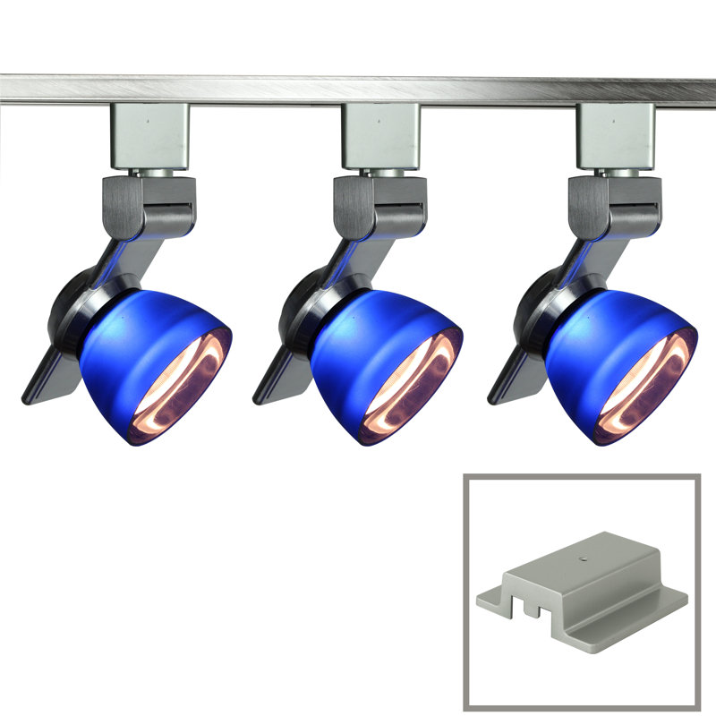 44'' 3 -Light Track Track Kit with Dimmable and Adjustable Head, Brushed Steel/Frosted Blue