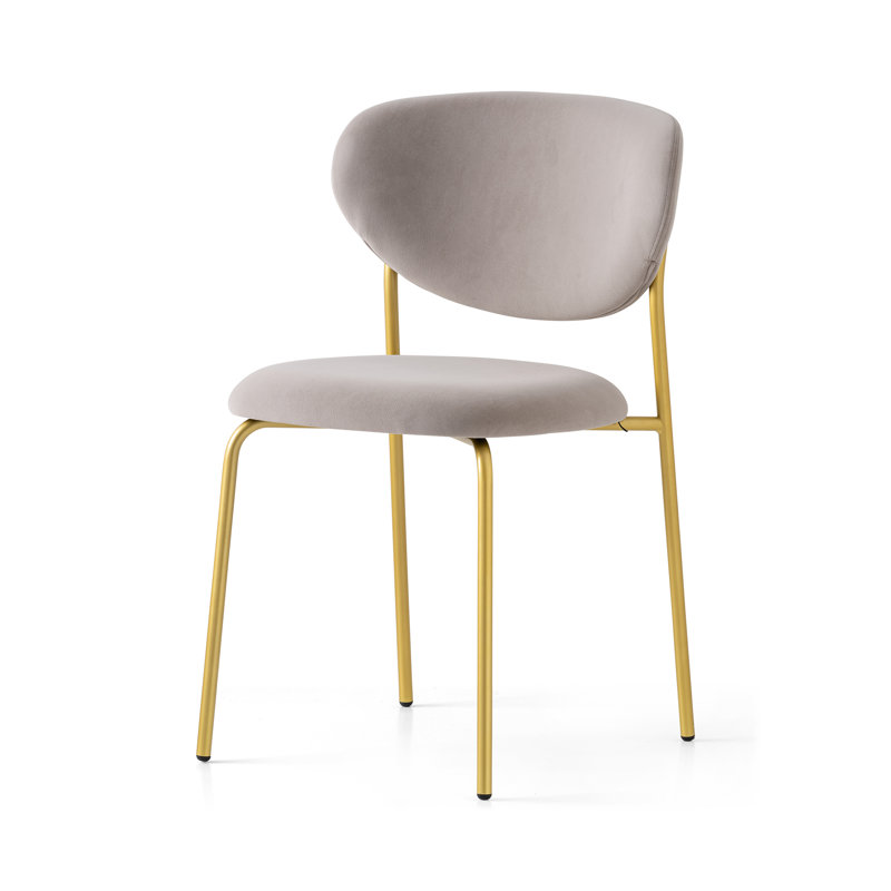 Cozy Upholstered Chair with Metal Frame, Taupe, Painted Brass