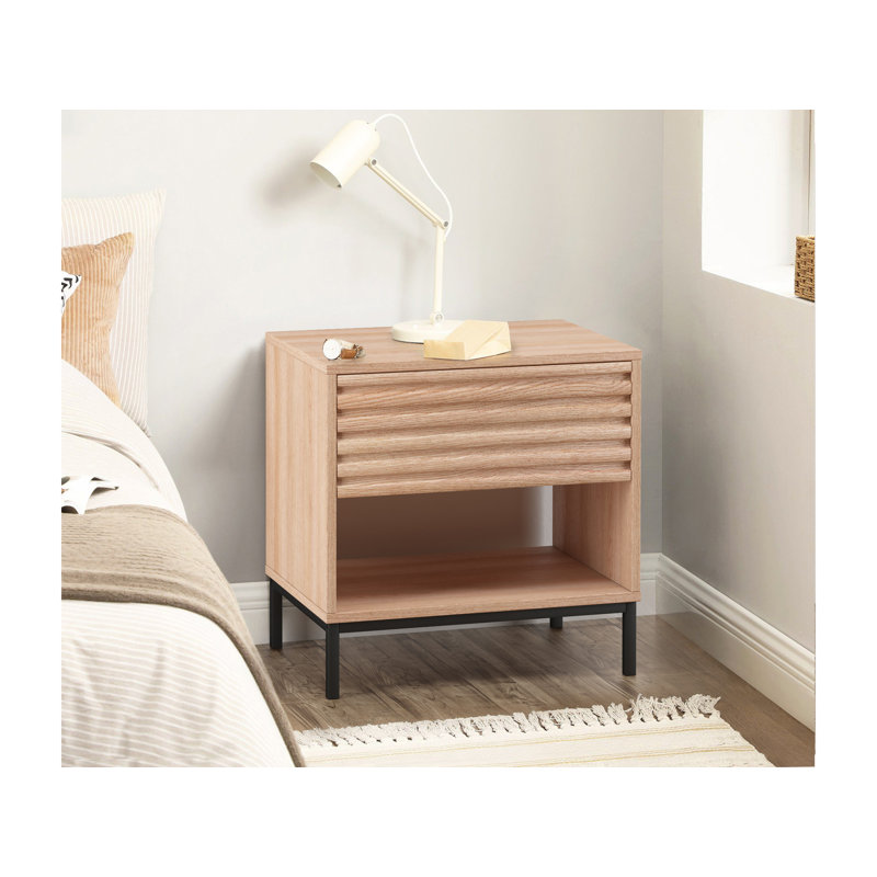 Ivi 50cm W Manufactured Wood Bedside Table, Oak