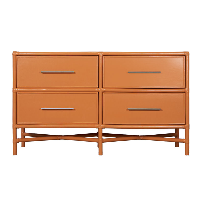 Venice 4 Drawers 54" W Double Dresser, Citrus Orange