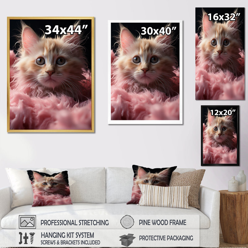 " Bathroom Cuddly Kitten Bath III ", 44" H x 34" W x 1.5" D, Wrapped Canvas