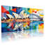 Ensemble de 3 tableaux géométriques abstraits sur toile tendue représentant l'Opéra de Sydney et le Harbour Bridge-1318045049
