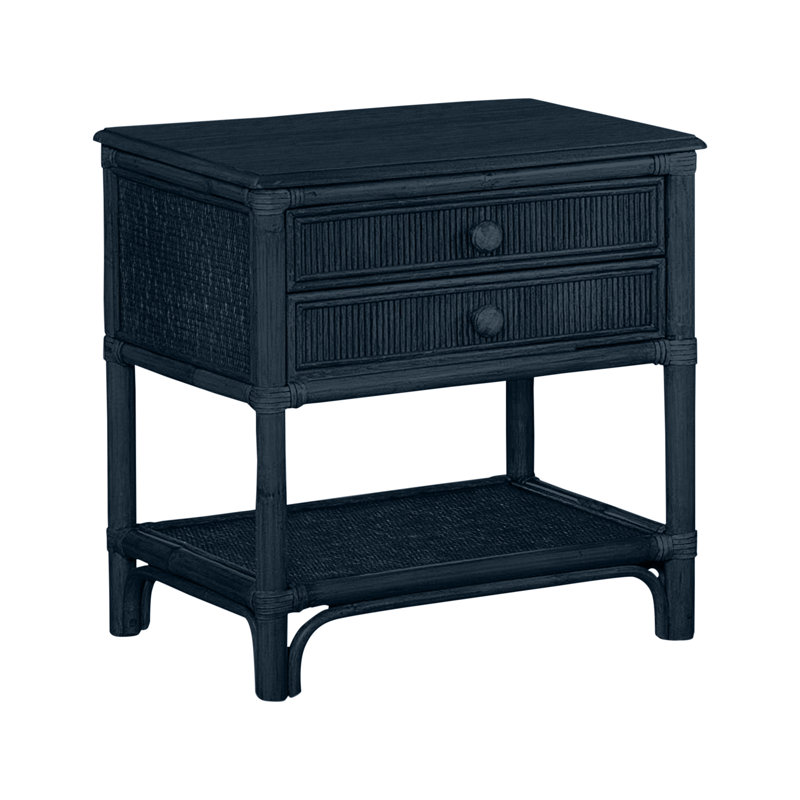 Summer Retreat 2 - Drawer Rattan Nightstand, Navy