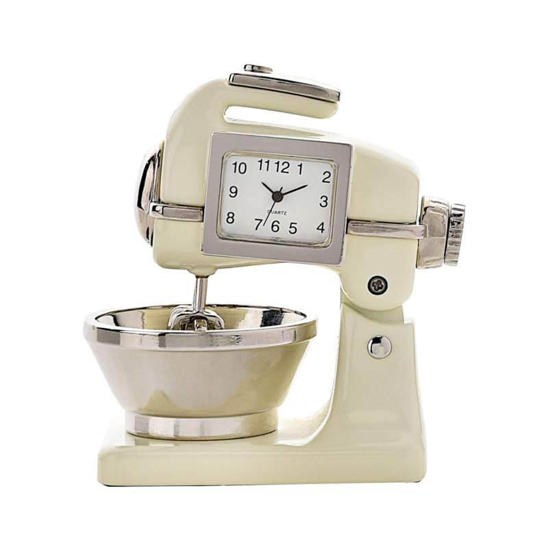 Burtt Analogue Metal Quartz Movement / Crystal Tabletop Clock in Beige/White/Black