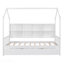 Lit simple, maison en bois avec lit gigogne, enfants avec tablette, blanc
