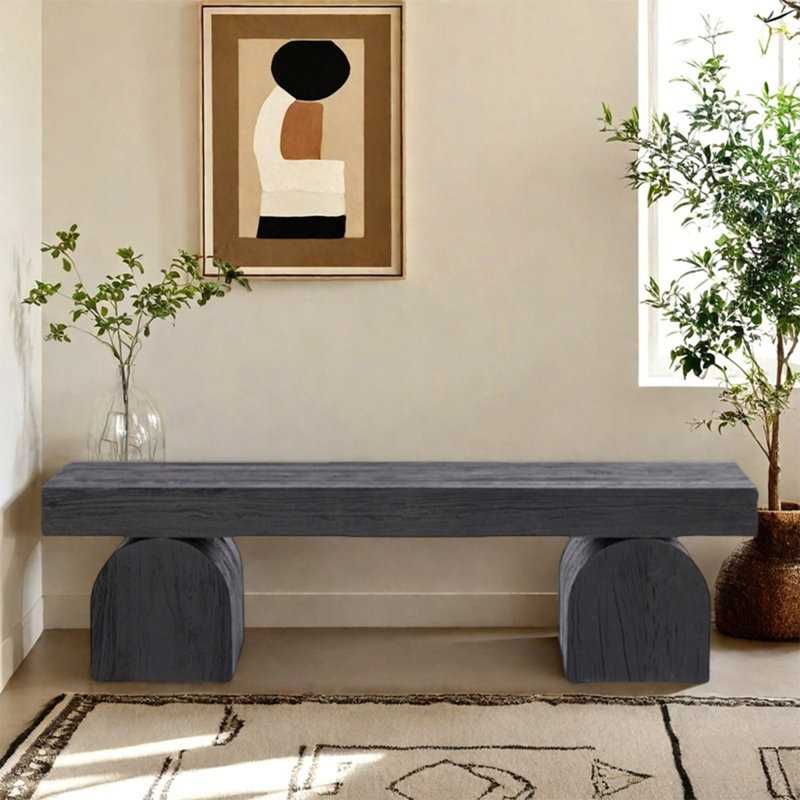 Banc simple et moderne reposant confortablement noir, H 17,72 po x l 70,87 po x P 16,54 po
