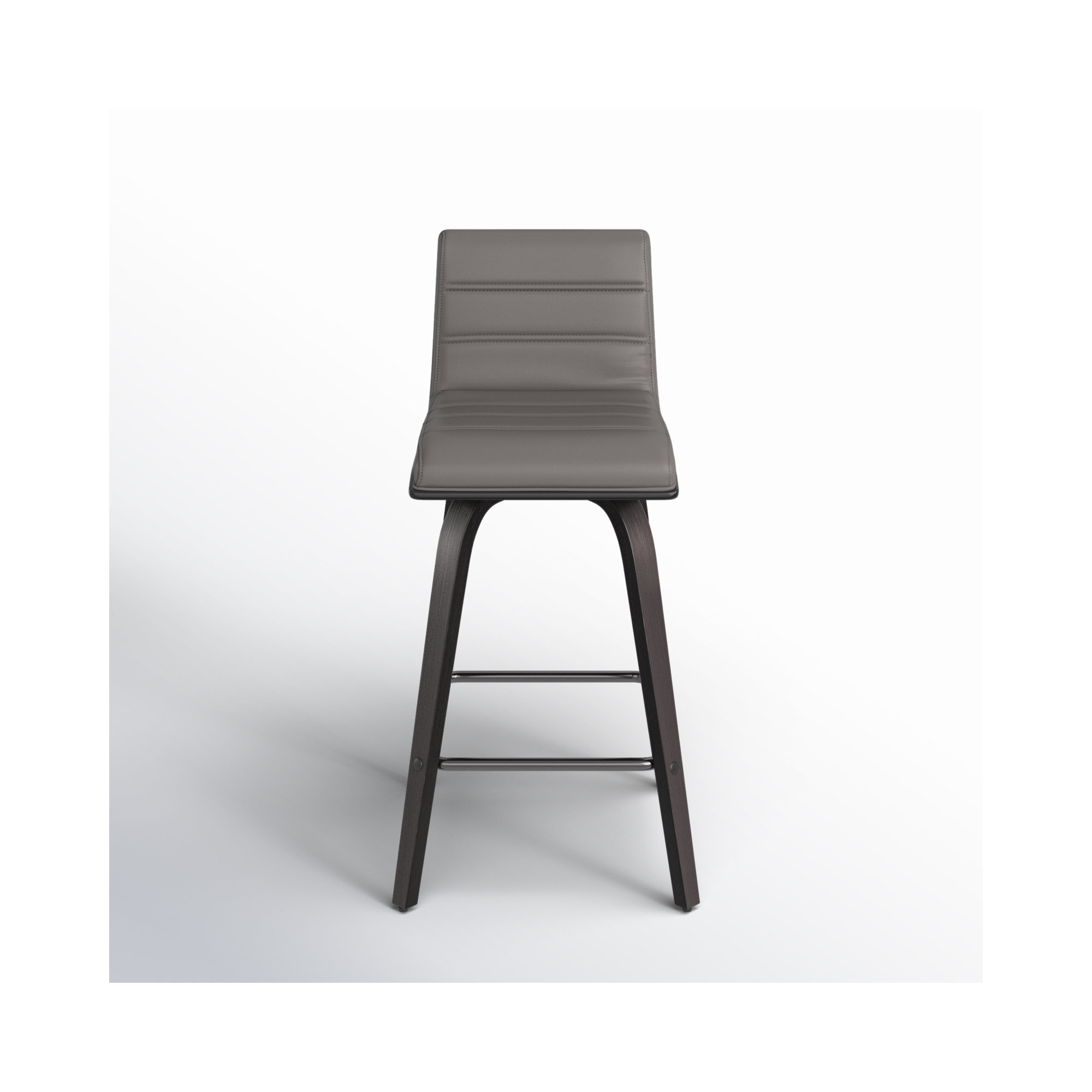 Biance Solid Wood Swivel Bar & Counter Stool, Gray Faux Leather, Counter Stool (26" Seat Height), Black