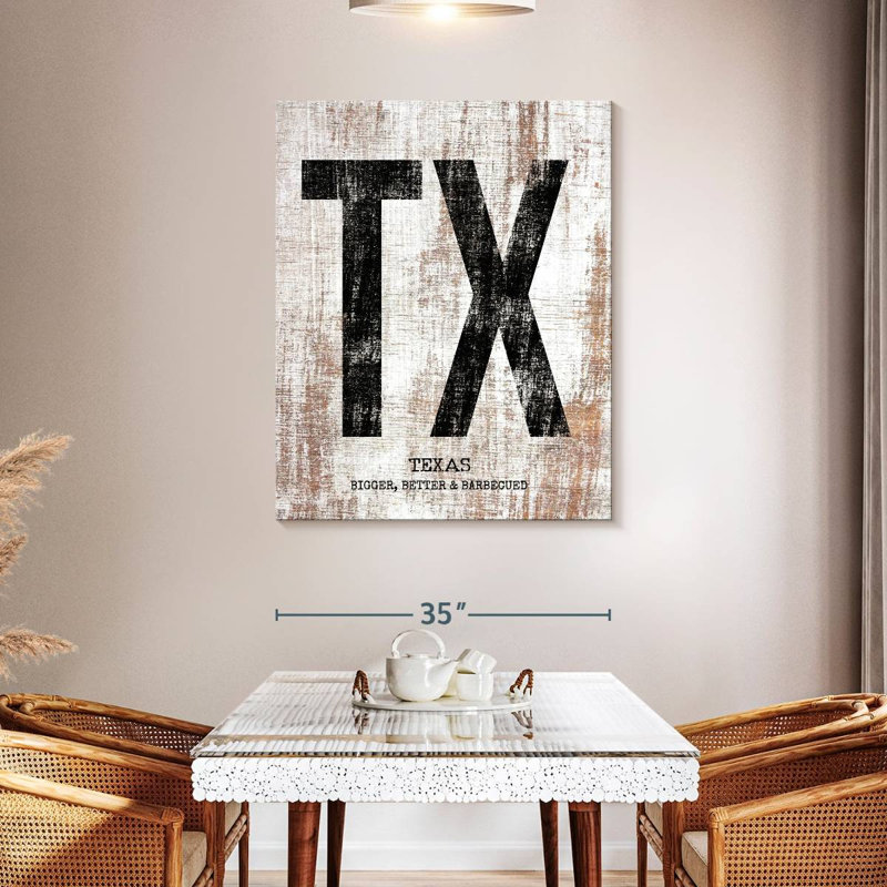 Texas Bigger Better and Barbecued sur toile, H 45 po x l 36 po x P 1,25 po