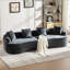 Causeuse incurvée, petit canapé en chenille avec 3 coussins, canapé profond pour appartement, salon, aucun assemblage requis-582763973