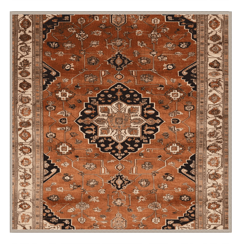 Tapis brun lavable à la machine, Carré 7 pi