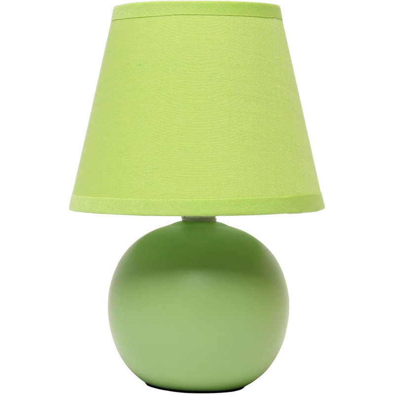  Petite lampe de chevet en céramique verte avec abat-jour fuselé Nauru, Vert