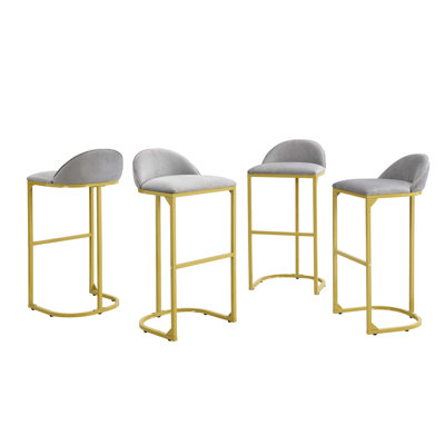 Ensemble de 4 tabourets de bar de luxe modernes avec repose-pieds, revêtus de velours, idéaux pour les îlots de cuisine et divers espaces