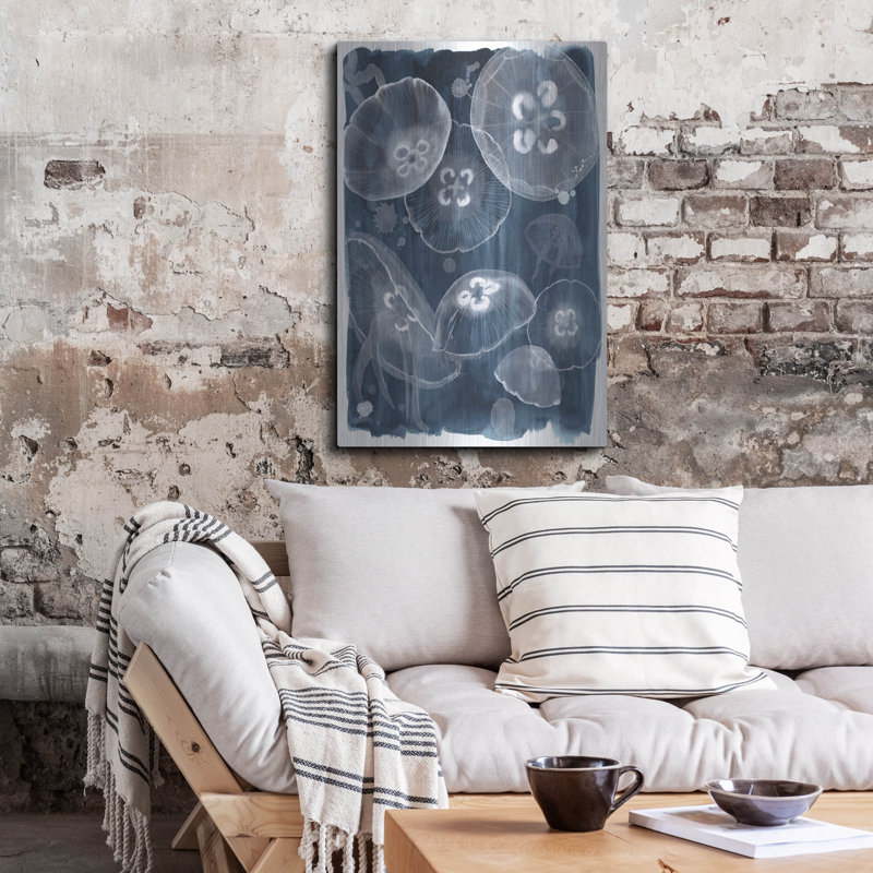 "Moon Jellies II" par Grace Popp, verre d'art mural en métal par Grace Popp, H 36 po x l 24 po