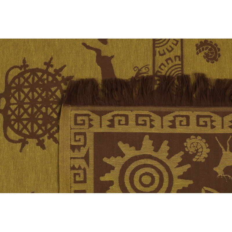 Serviette de plage 100% coton Lawlor, Moutarde / brun