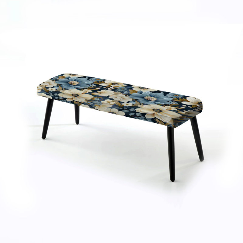 Banc rembourré Plants, Blue Coastal Dreams Floral Pattern