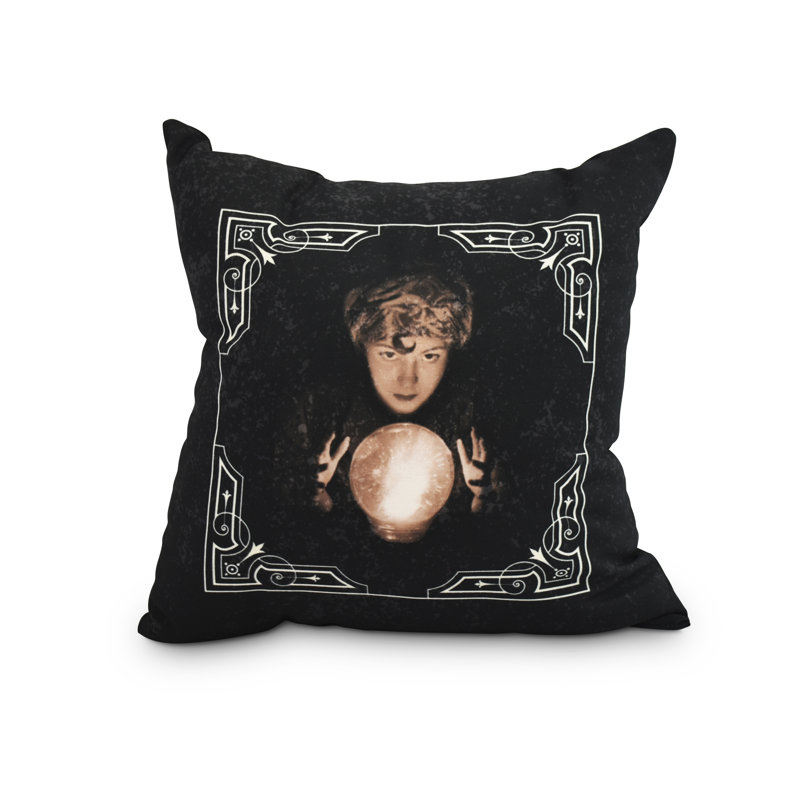 Oreiller carré Witches Brew, Blanc / Noir, 16 po x 16 po
