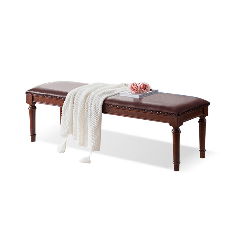  Long banc en cuir brun de style moderne pour chambre et vestibule, Brun, H 17,72 po x l 47,24 po x P 15,75 po