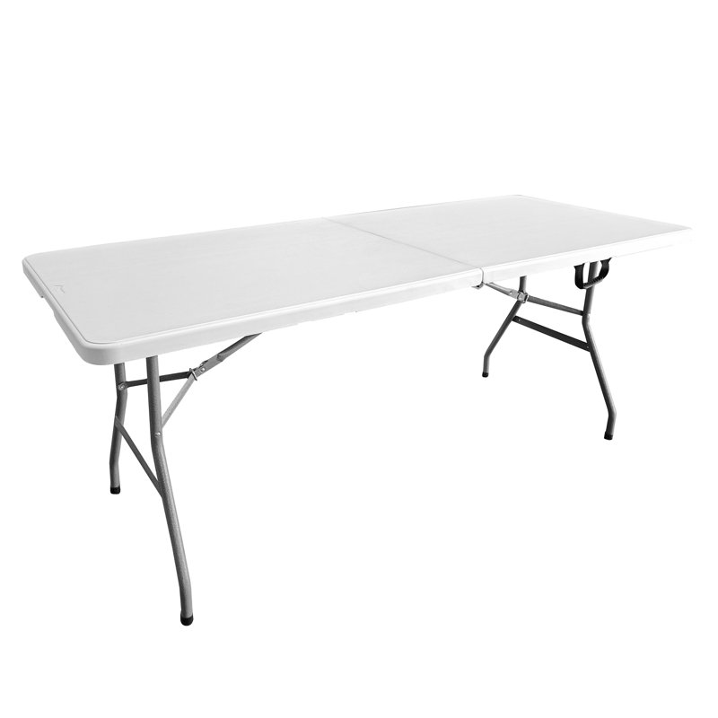 Granite White 6' Folding Table with Powder-Coated Steel Legs