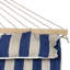 Striped Macrame Quilted Two Person Double Hammock With Pillow - 9' X 55" - Blue And Cream