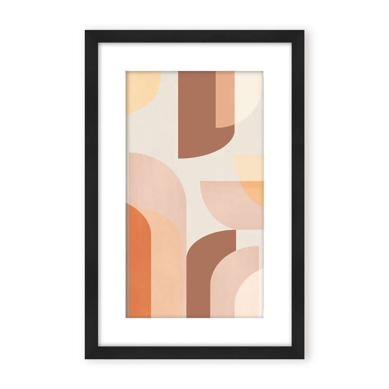 Abstract Retro Geometric by  - Picture Frame Graphic Art on Paper, 24" H x 16" W x 1.125" D, Brown, Framed Matted Print