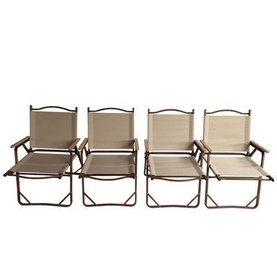 Comfy Foldable And Portable Chair With Armrests Aluminium Frame, Travel Kermit Chair Easy To Fold And Carry,Set Of 4