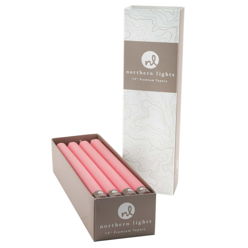 Northern Lights Unscented Taper Candle, Pink