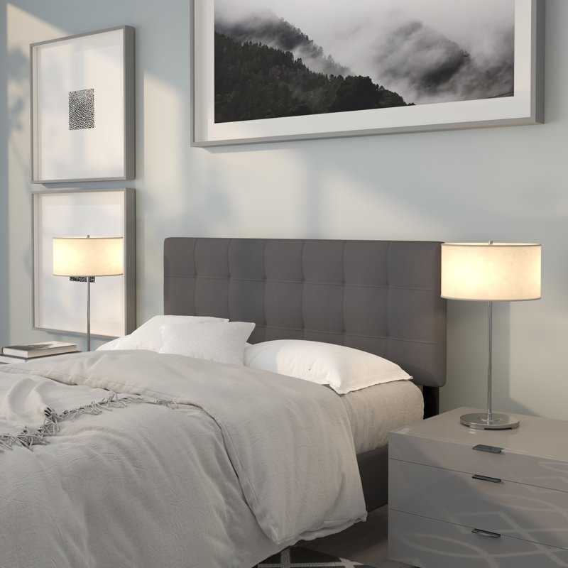 Tête de lit tapissier capitonnée Ciriaca, Gris foncé, Double