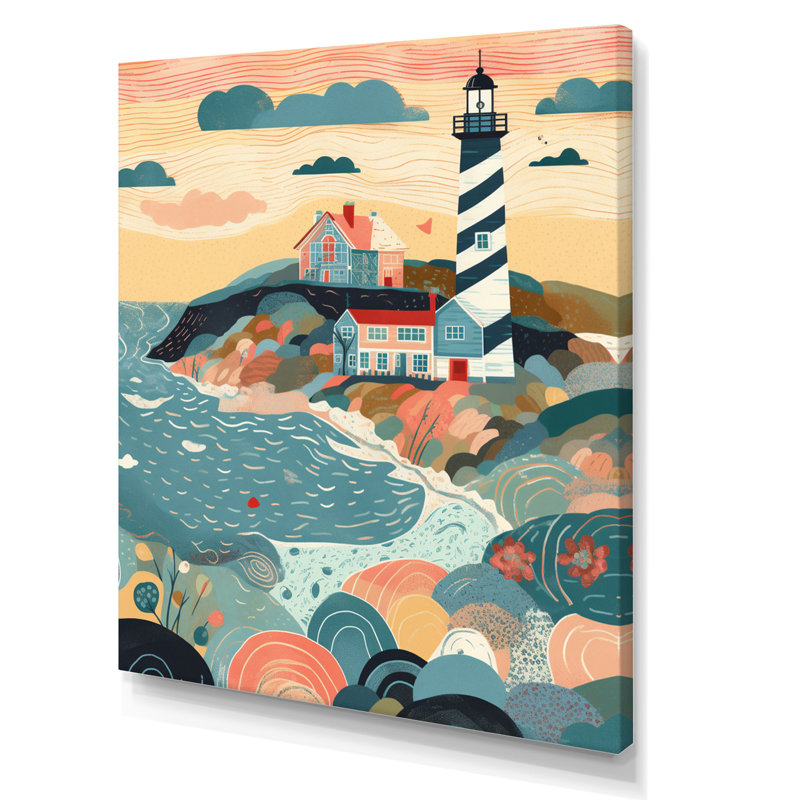 Phare côtier V - décoration murale bord de mer, H 32 po x l 24 po x P 1 po, Toile tendue