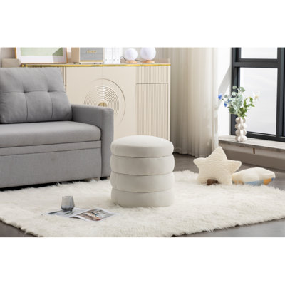 Repose-pieds rond en velours doux