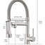 Robinet d'évier de cuisine contemporain avec rétractable en nickel brossé - matériau en laiton massif pour une utilisation à long terme, alimentation en eau de remplissage en céramique stable