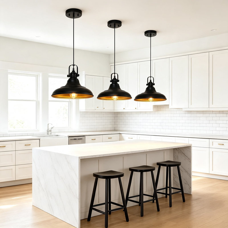 Luminaire suspendu Farmhouse, luminaire suspendu noir pour îlot de cuisine, plafonniers noirs mats pour salle à manger, chambre à coucher, couloir, cordon réglable, paquet de 3