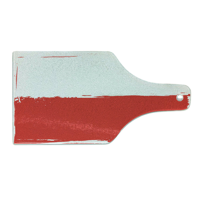 Ambresonne, Pologne, planche à découper en verre trempé, drapeau grunge, blanc corail