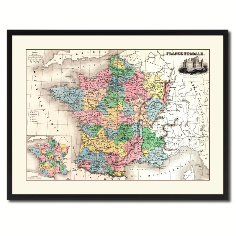 Art mural carte d'époque, croisades médiévales, 28 x 37, H 28 po x l 37 po