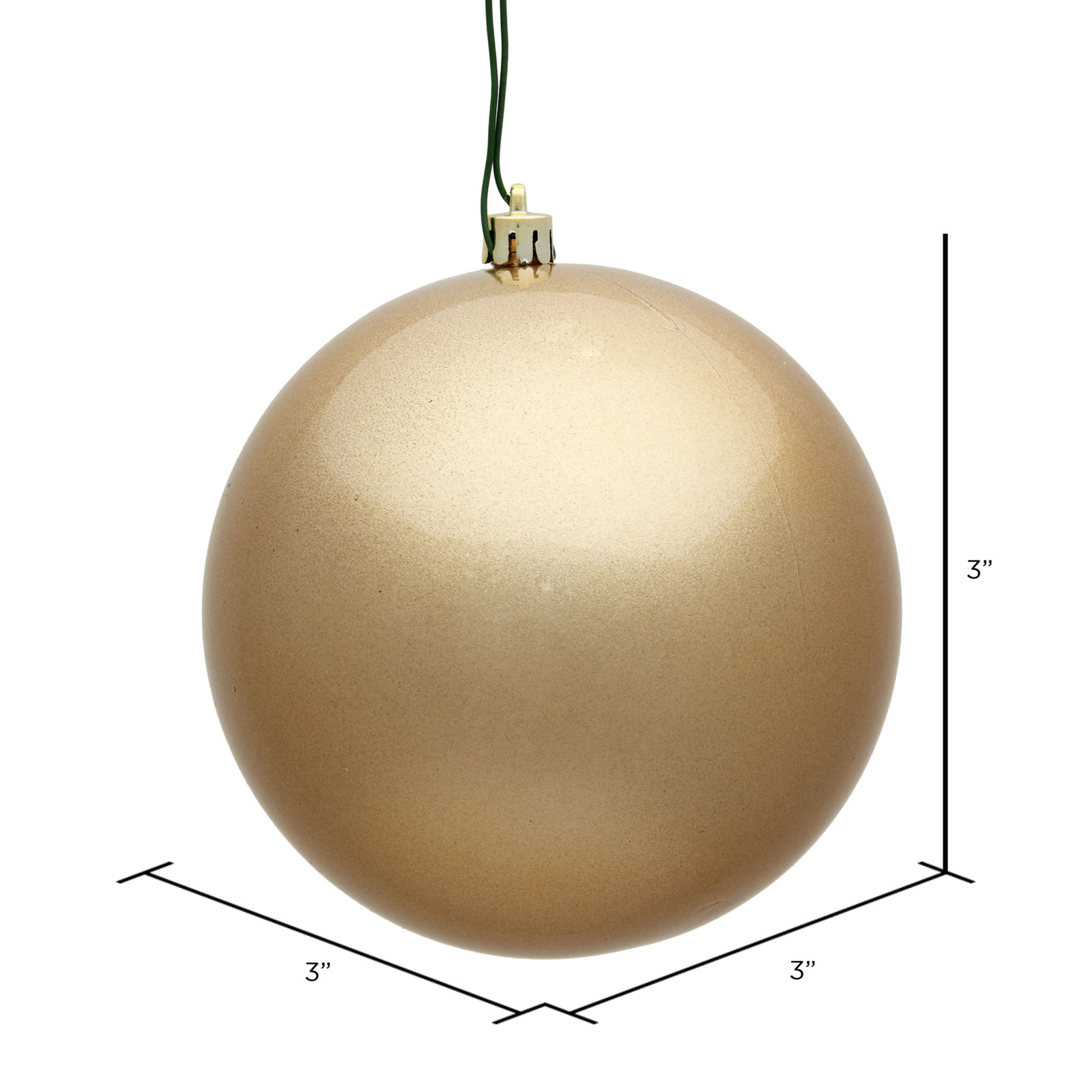 Holiday Décor Ball Ornament, Cafe Latte Candy, 3" H x 3" W x 3" D