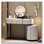 Coiffeuse moderne avec miroir amovible et table d'appoint rotative