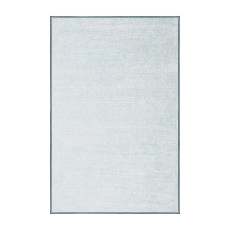 Tapis contemporain gris / blanc, Rectangle 2 pi x 5 pi