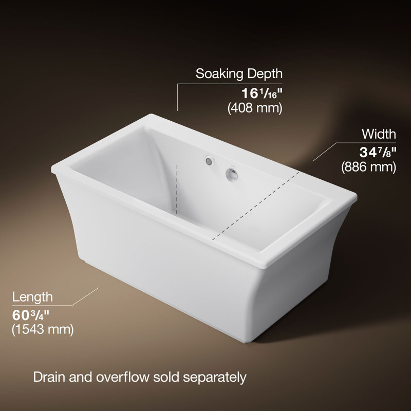 Stargaze 60-in X 30-in Freestanding Bath with Bask Heated Surface and Fluted Shroud, White