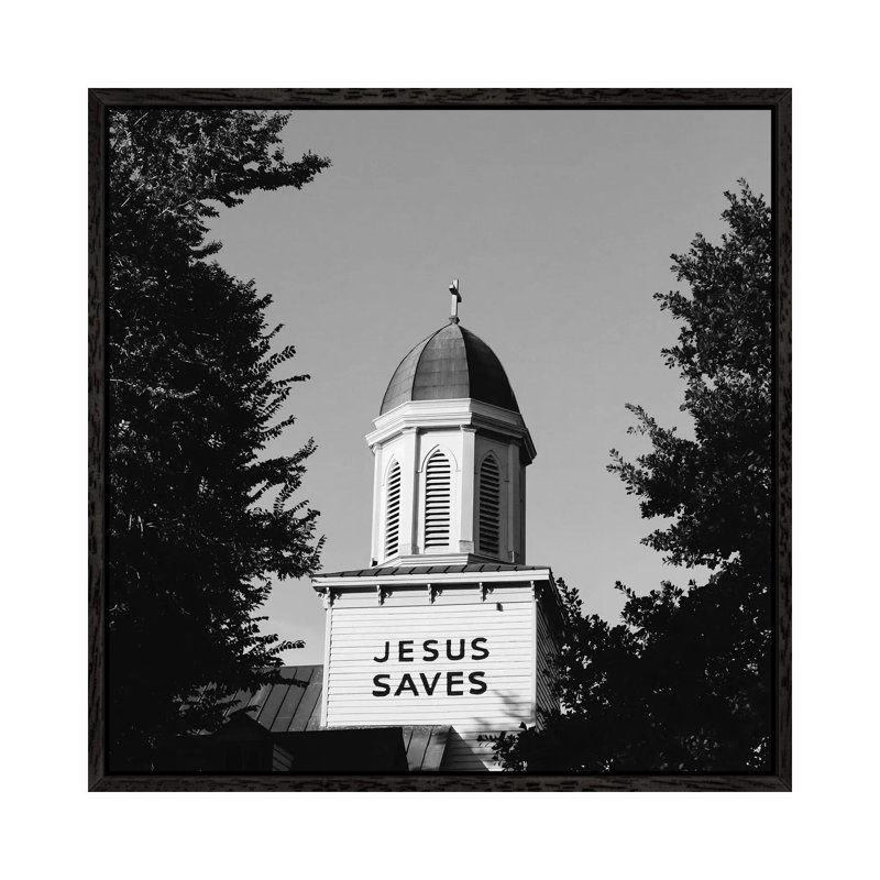 Jesus Saves Charleston 1 Piece Wall Art on Canvas, 66.04cm H x 66.04cm W x 3.81cm D, Black Framed