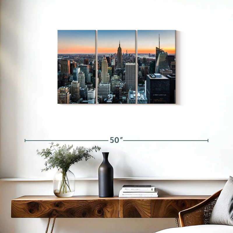 Sireci, New York au coucher du soleil, H 20 po x l 33 po