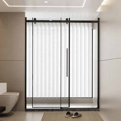 59" - 60" W X 72" H Single Sliding Frameless Shower Door With 1/4" (6Mm) Clear Tempered Glass