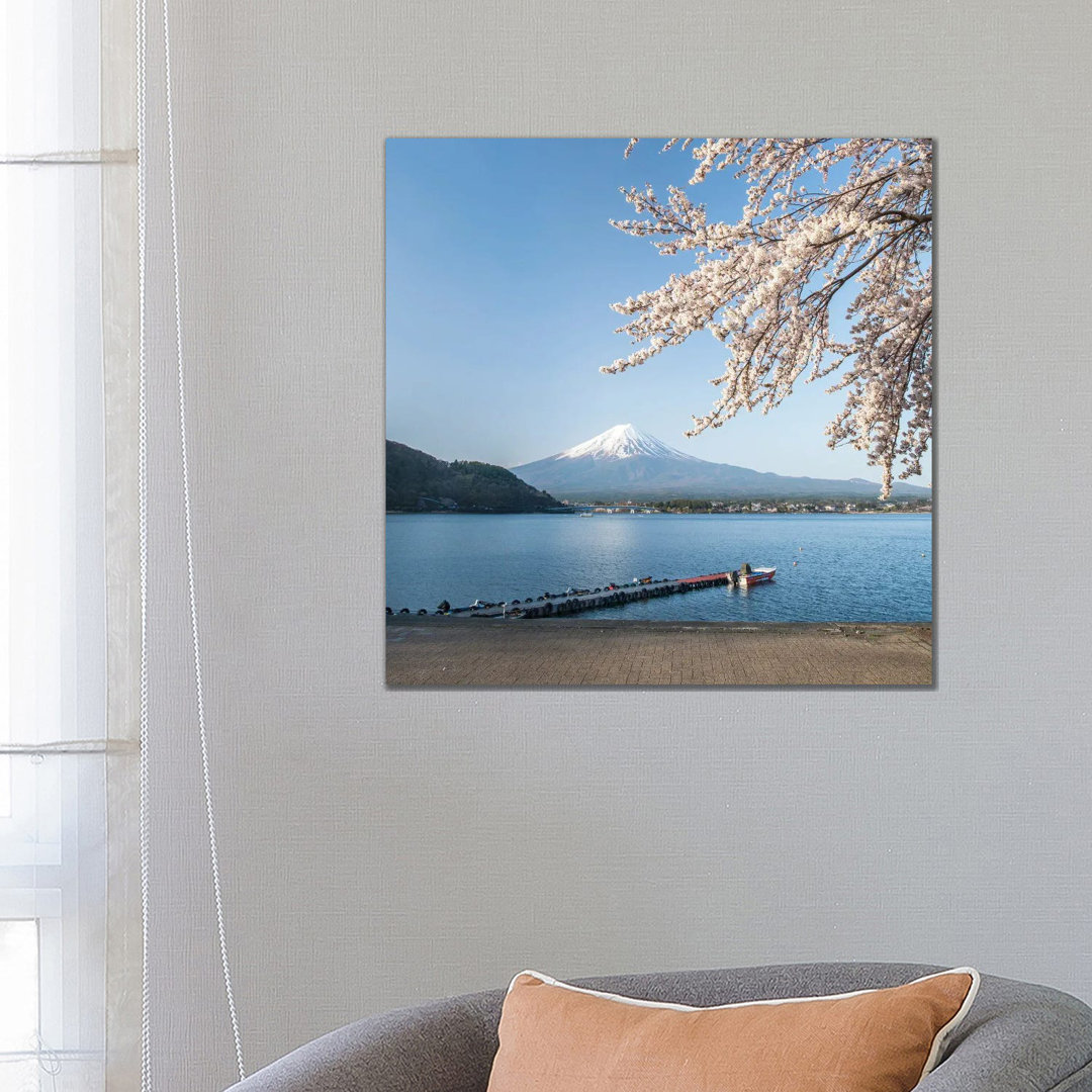 Mount Fuji In Spring, Lake Kawaguchiko, Japan by Jan Becke - Wrapped Canvas Print