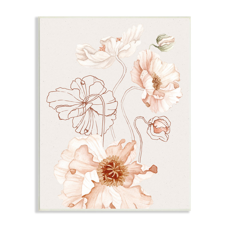 Motif moderne de pétales de fleurs roses, L 10 po x H 10 po, Plaque murale