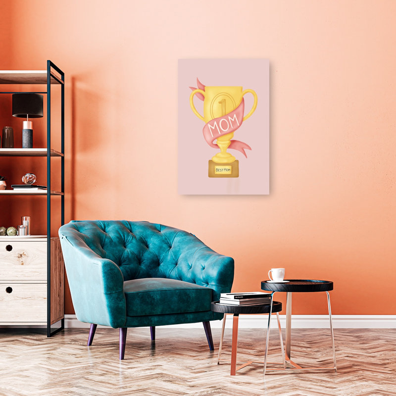Best Mom Trophy Abstract Contemporary Wall Art Print 1 Piece Wrapped Canvas Wall Art, 91.44cm H x 60.96cm W