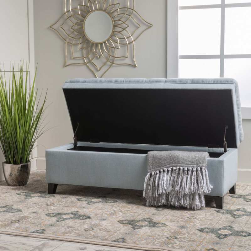 Banc de rangement moderne avec repose-pieds, Bleu clair