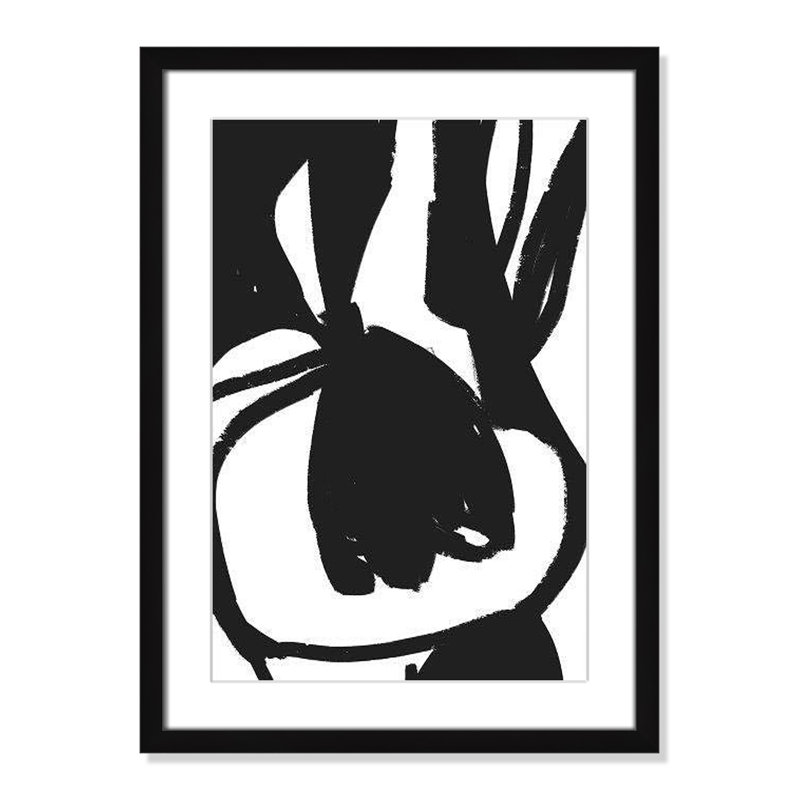 «Line Line Collection», Tulipe suspendue sur papier par Leah Straatsma, H 23 po x l 17 po x P 1,25 po, Cadre noir mat