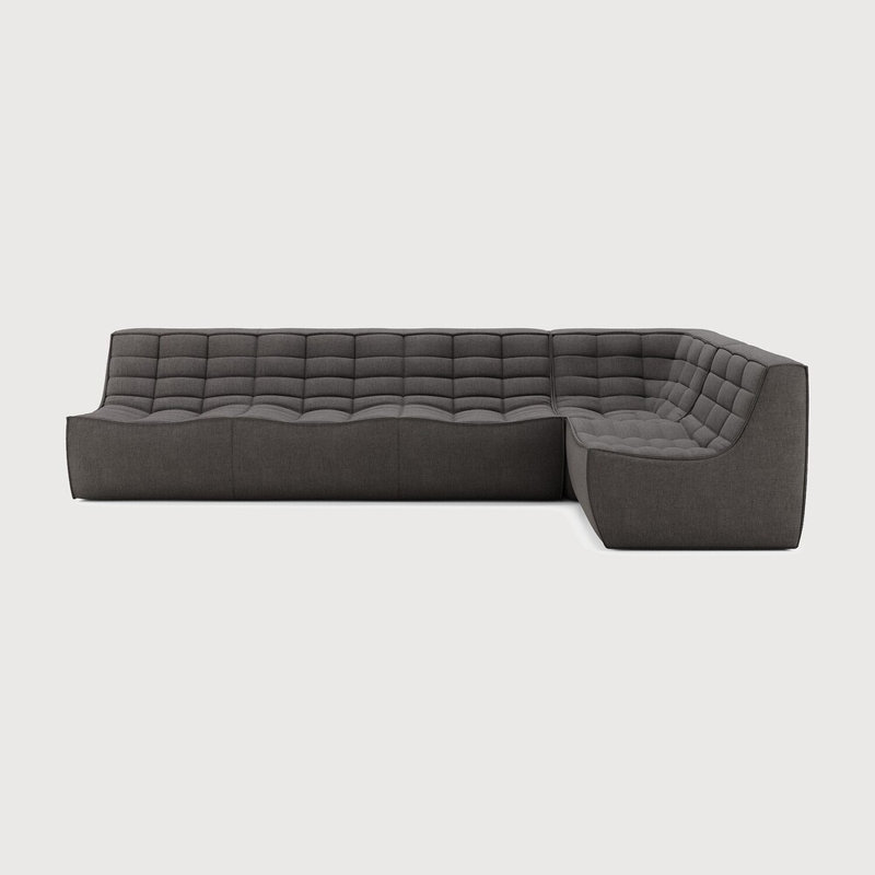 N701 Modular Sofa Set - Combo Left - 1 Seater + 2 Seater + 90° Square Corner, Dark Gray Polyester Blend