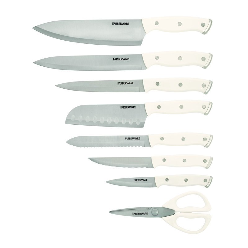 Farberware Edgekeeper 14-Piece Triple Rivet Knife Block Set with Built-In Sharpener